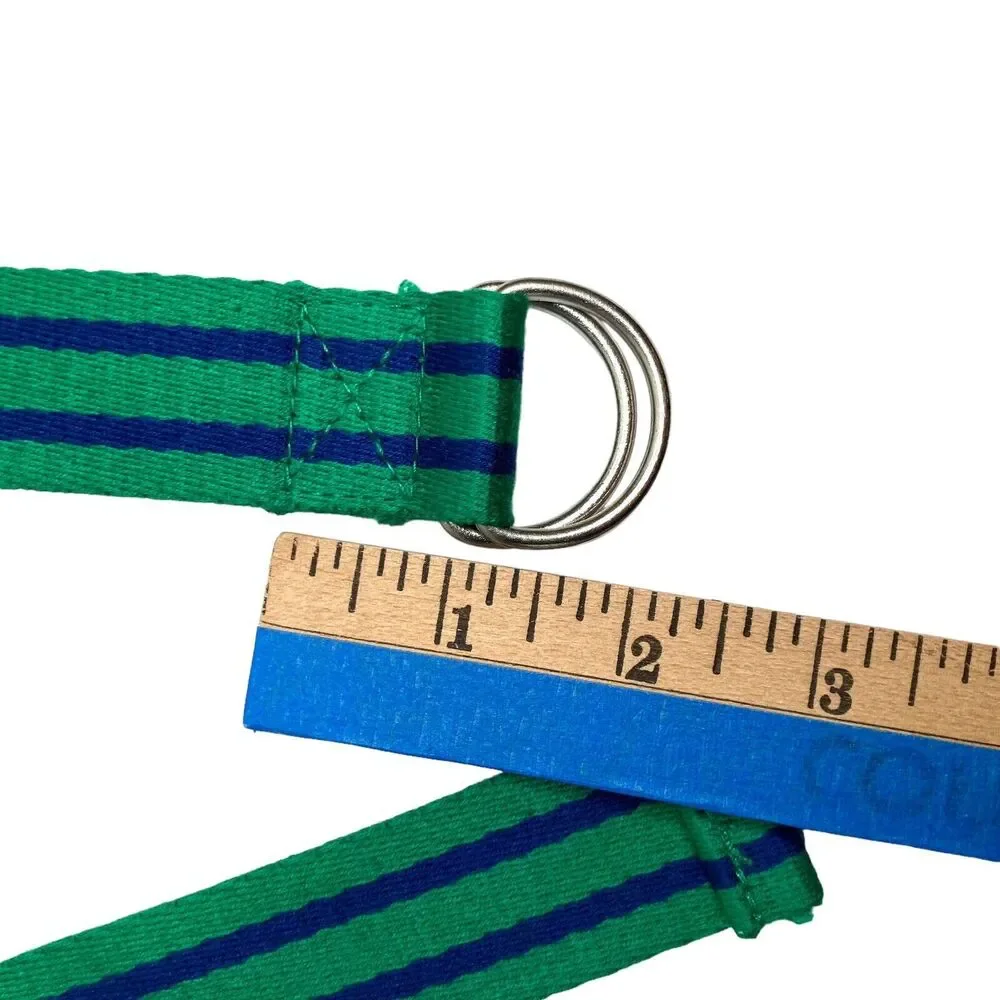 Polo Ralph Lauren Youth Size 10 Green Blue Striped D-Ring Ribbon Belt USA